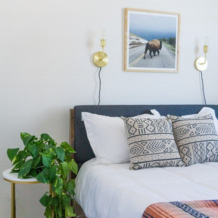 Bedroom - mid-sized contemporary guest bedroom idea in Phoenix with white walls