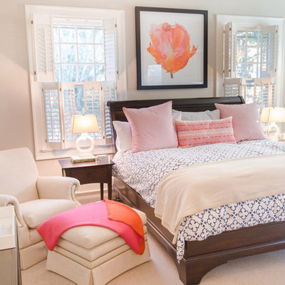 Bedroom - traditional master carpeted bedroom idea in DC Metro with beige walls