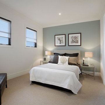 Balwyn North, Guest Bedroom with Duck Egg Blue painted feature wall