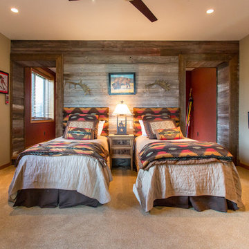 Barnwood accent wall in modern mountain home, Steamboat Springs, CO