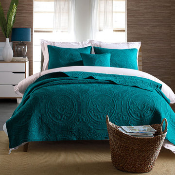 Baroque Bimini Blue 100% Cotton Coverlet Bedspread Set