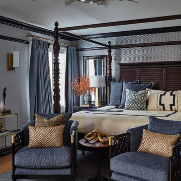 Barrington Master Bedroom with Custom Blue Chairs