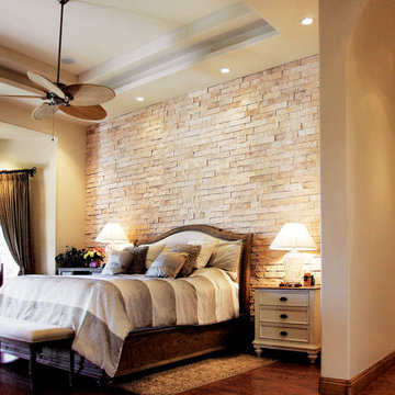 Beautiful Bedroom 3" Split Limestone Veneer Accent Wall - Coronado Stone Veneer