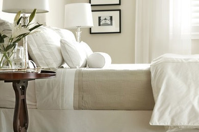 Elegant carpeted bedroom photo in Toronto with beige walls