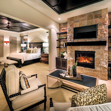 Beautiful Bedroom With Osage Stone Veneer Fireplace - Coronado Stone Products