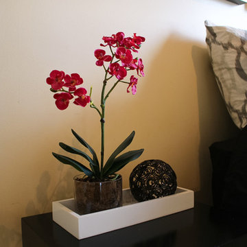 Bedroom Accessories Featuring a Tray of Orchids