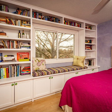 Bedroom Built-in Bookcase Storage with Window Seat
