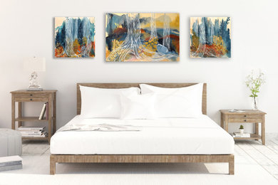 Bedroom featuring original painting by April Lacheur