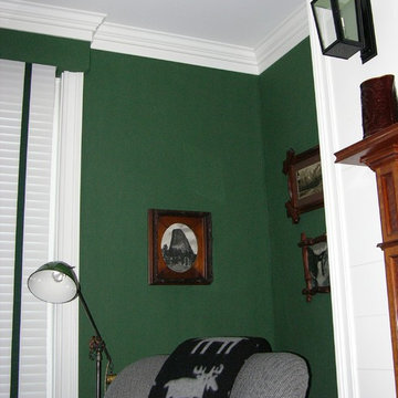 Bedroom green fabric wall upholstery