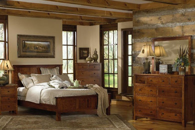 Inspiration for a rustic bedroom remodel in Charlotte