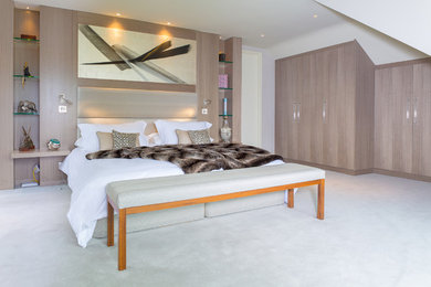 Contemporary bedroom in Hertfordshire.