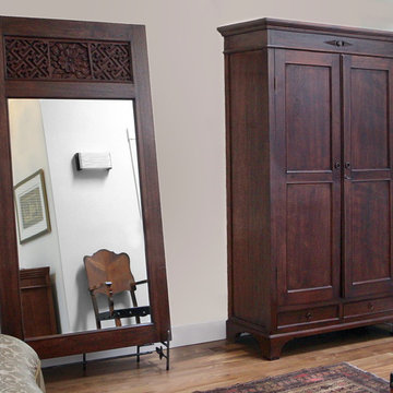 Bedroom mahogany armoire and mirror