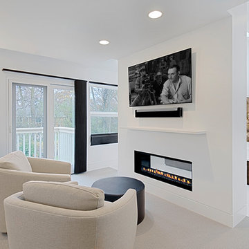 Bedroom sitting area with fireplace