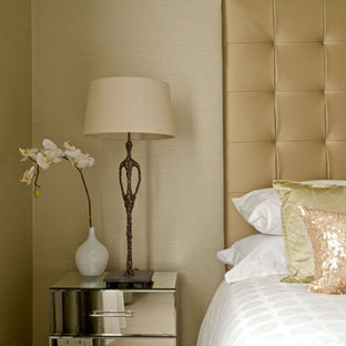 Trendy bedroom photo in Edinburgh with beige walls