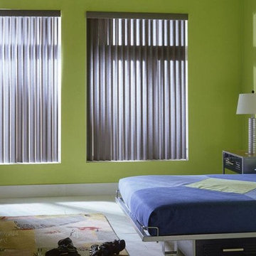 BEDROOM VERTICAL BLINDS - blue vertical blinds from Lafayette
