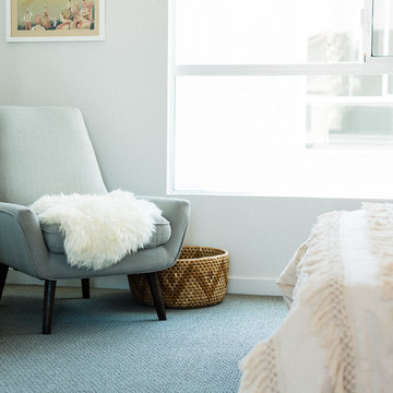 Bedroom with Midcentury Modern Lounge Chair