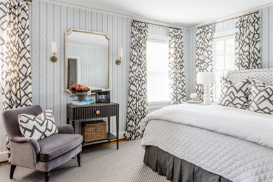 Bedroom - traditional bedroom idea in Atlanta with blue walls