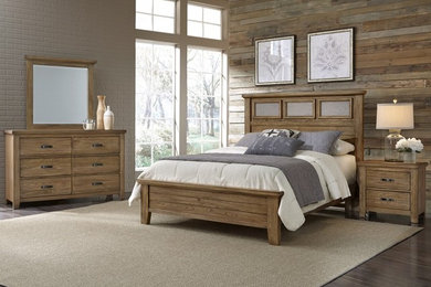 Example of a large transitional master dark wood floor bedroom design in Albuquerque with gray walls and no fireplace