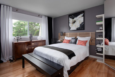 Trendy bedroom photo in Montreal