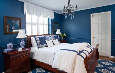 Room of the Day: Porcelain Inspires a Bedroom’s Saturated Color