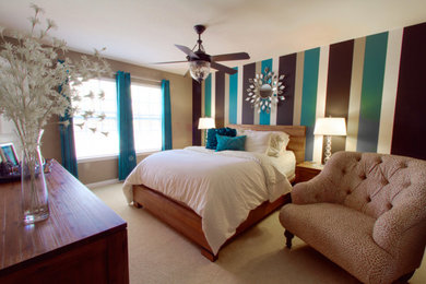 Bedroom - contemporary master carpeted bedroom idea in Baltimore with beige walls and no fireplace