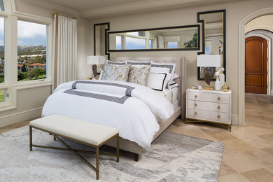 Bedroom - large transitional master bedroom idea in Orange County