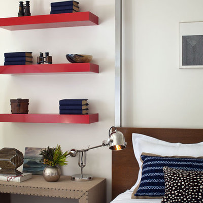 Inspiration for a contemporary bedroom remodel in San Francisco with white walls