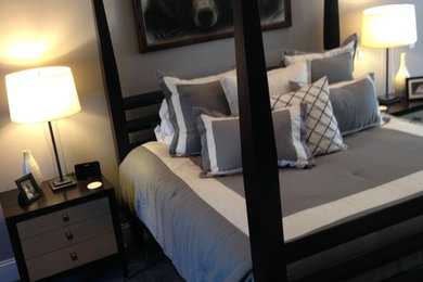 コロンバスにあるトランジショナルスタイルのおしゃれな寝室のレイアウト