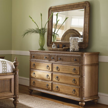 Biscayne Dresser & Osprey Mirror With Reeded Bamboo Frame