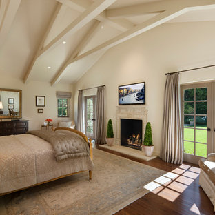 Inspiration for a mediterranean bedroom remodel in Santa Barbara with white walls