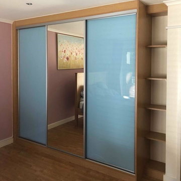 Blue Coloured Glass Fitted Wardrobe