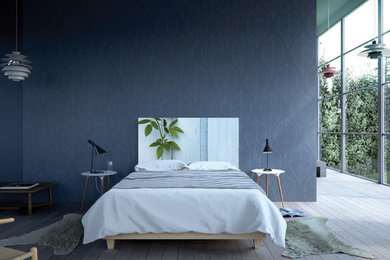Blue Wall Design in Modern Scandinavian bedroom