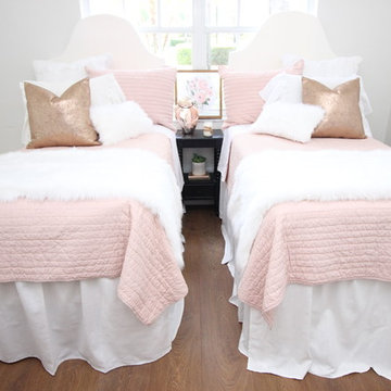 Blush, Rose Gold, and Faux Fur Dorm Room Bedding