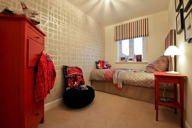 Design ideas for a small contemporary bedroom in Essex.