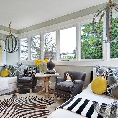 Inspiration for a contemporary bedroom remodel in San Francisco with gray walls