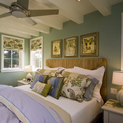 Inspiration for a contemporary bedroom remodel in San Francisco with green walls