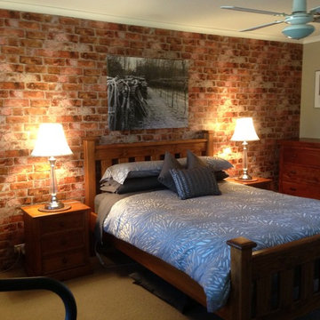 Brick Wallpaper Accent Wall in Bedroom