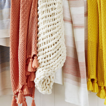Bright Colored Textured Throw Blanket Collection