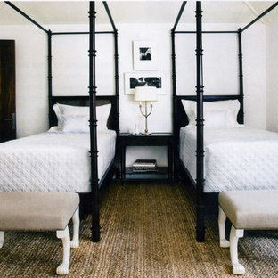 Example of a trendy dark wood floor bedroom design in Atlanta