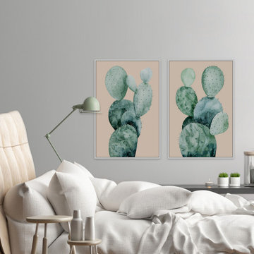 Cactus on Coral III Diptych