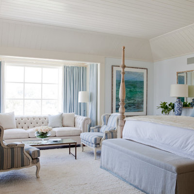 Bedroom - large traditional master bedroom idea in Los Angeles with blue walls and no fireplace