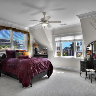 Inspiration for a mid-sized timeless guest carpeted and gray floor bedroom remodel in San Diego with gray walls and no fireplace