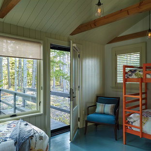 Modelo de dormitorio marinero con suelo azul
