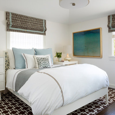 Inspiration for a contemporary dark wood floor bedroom remodel in San Francisco with white walls