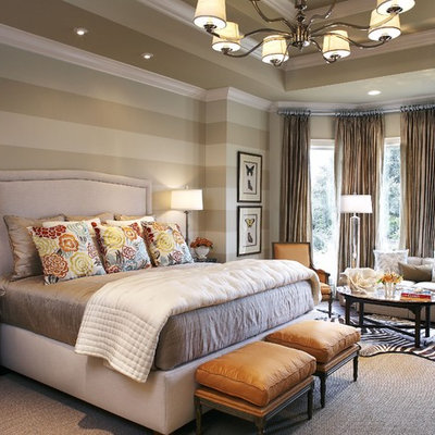 Inspiration for a timeless bedroom remodel in Dallas with gray walls