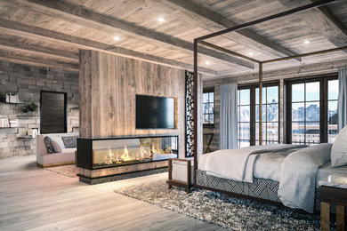 Inspiration for a rustic bedroom remodel in London