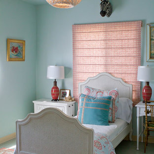 Trendy bedroom photo in Los Angeles with blue walls