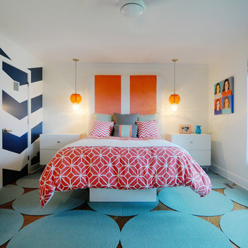 Chevron Wall, Matching Nightstands and Platform Bed