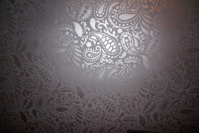 Close up of Metallic Paisley Accent Wall