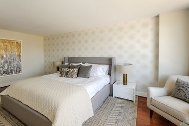 Large trendy master medium tone wood floor bedroom photo in Vancouver